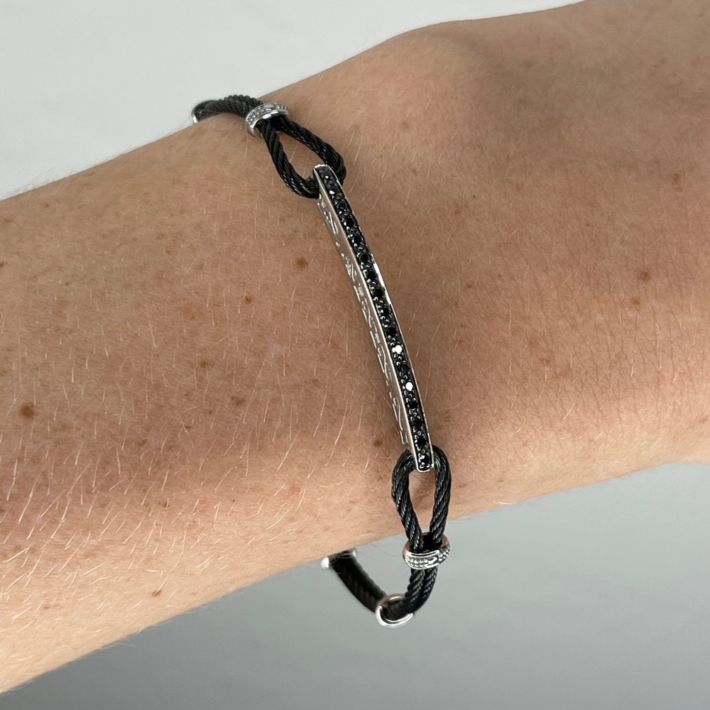 Charriol18K WhiteGold Diamond CableBangle Bracelet